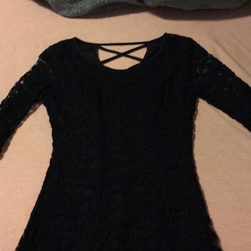 Black lace dress with 3/4 length sleeves